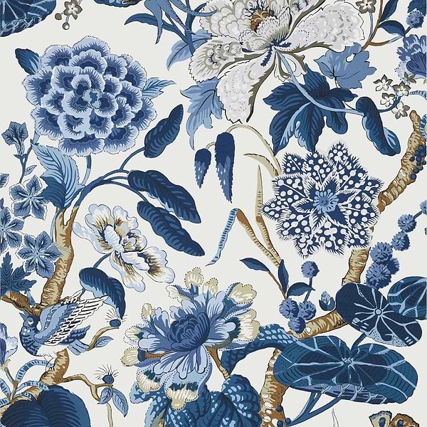 Hill Garden-Wallpaper-Thibaut-Blue and White-Roll-T13659-Selected Wallpapers