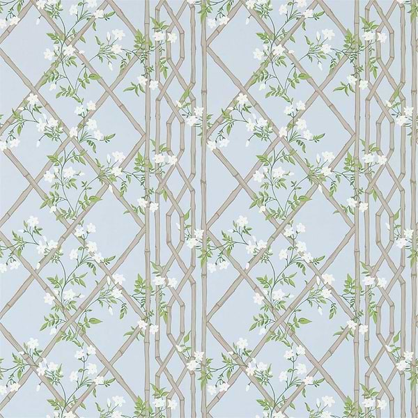 Jasmine Lattice-behang-Zoffany-Sky-Rol-311332-Selected Wallpapers