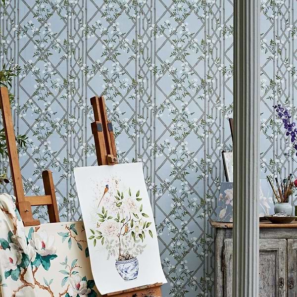 Jasmine Lattice-behang-Zoffany-Selected Wallpapers