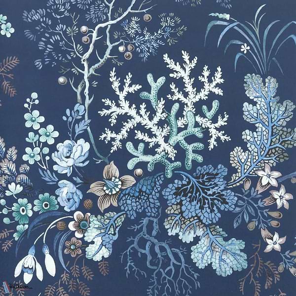 Kilburn's Coral-Wallpaper-1838 wallcoverings-Ocean Blue-Roll-2311-166-03-Selected Wallpapers