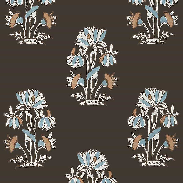 Lily Flower-Wallpaper-Thibaut-Black-Roll-T13200-Selected Wallpapers