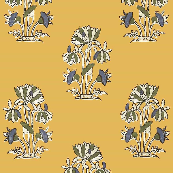 Lily Flower-Wallpaper-Thibaut-Harvest Gold-Roll-T13202-Selected Wallpapers