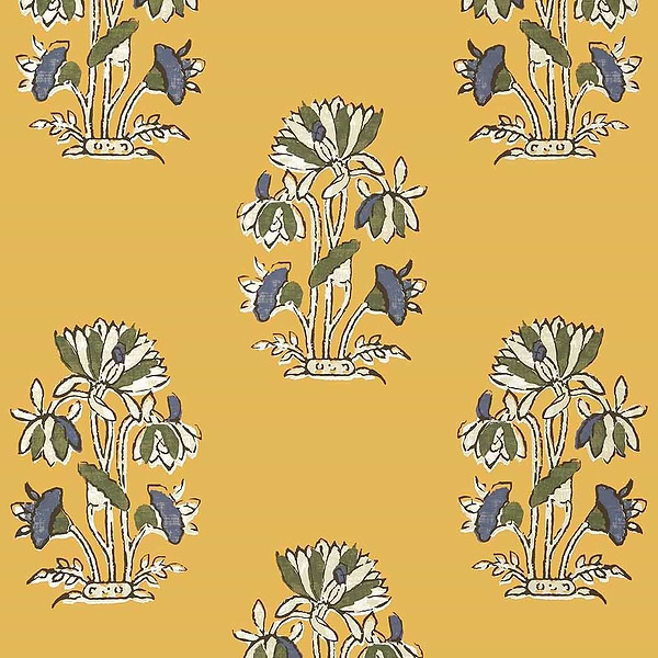 Lily Flower-Wallpaper-Thibaut-Harvest Gold-Roll-T13202-Selected Wallpapers