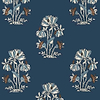 Lily Flower-Wallpaper-Thibaut-Navy-Roll-T13203-Selected Wallpapers