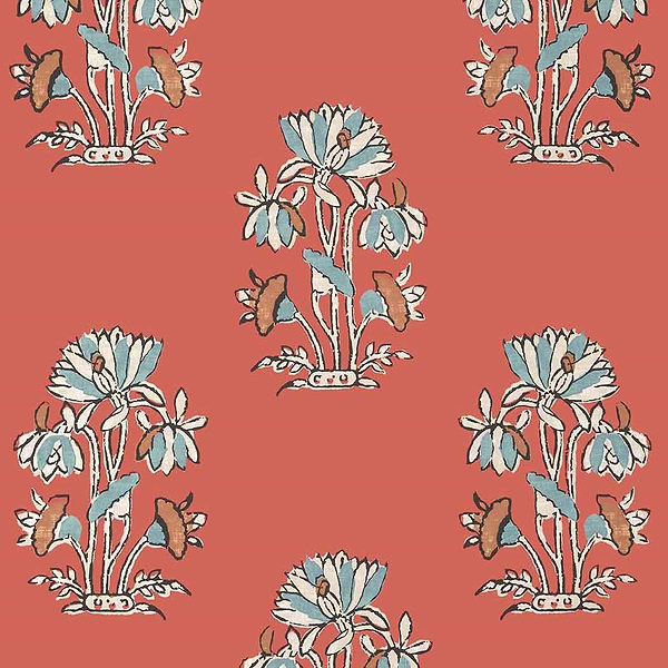 Lily Flower-Wallpaper-Thibaut-Coral-Roll-T13205-Selected Wallpapers