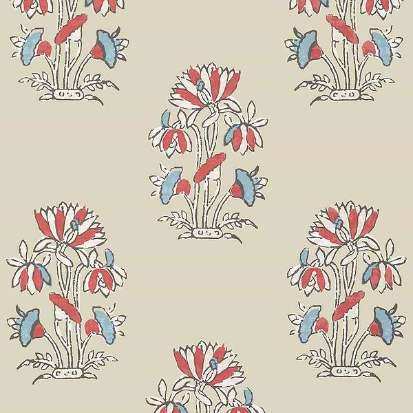 Lily Flower-Wallpaper-Thibaut-Beige-Roll-T13206-Selected Wallpapers