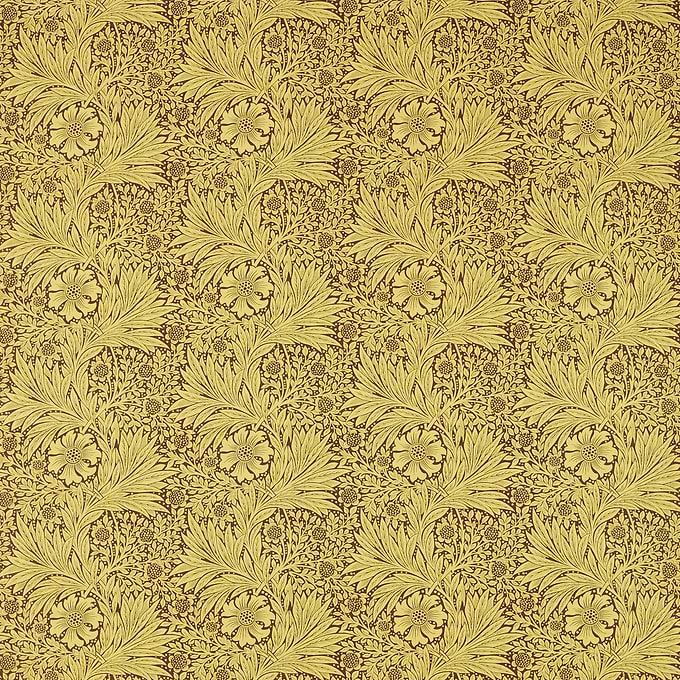 Marigold stof-Morris & Co-Summer Yellow/Chocolate-Meter (M1)-226983-Selected Wallpapers