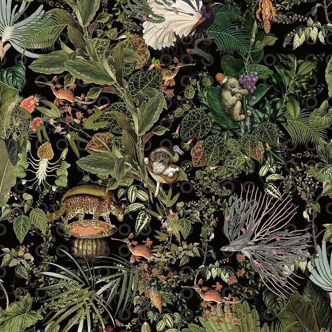 Menagerie of Extinct Animals-behang-Moooi-Raven-Meter (M1)-MO2071-Selected Wallpapers
