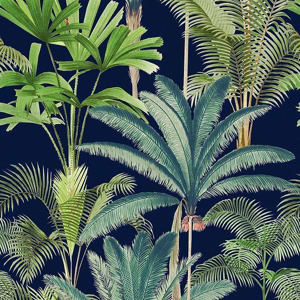 Palmeras-wallpaper-Mind the Gap-Antraciet-300 cm (standaard)-WP20362-Selected Wallpapers