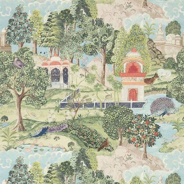Peacock Garden-Tapete-Zoffany-Green/Coral-Meter (M1)-311743-Selected Wallpapers