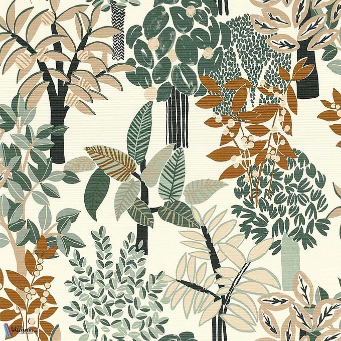 Peradeniya-Behang-Casamance-Blanc/Emeraude-Rol-75940202-Selected Wallpapers