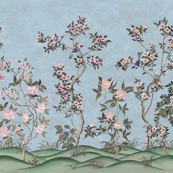 Romance-Wallpaper-Presence-Sky Blue-Silk Vinyl-PS101/06-Selected Wallpapers