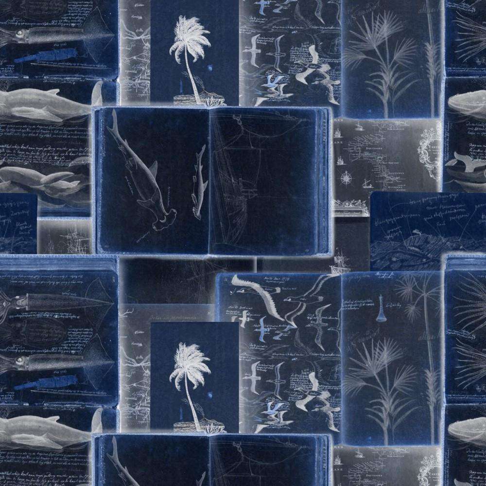 Seaman's Journal-Tapete-Mind the Gap-Indigo-300 cm (standaard)-WP20561-Selected Wallpapers