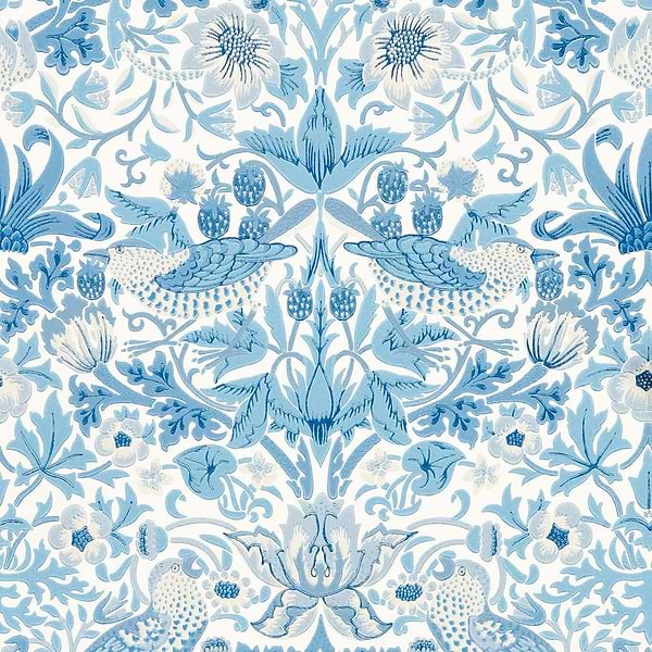 Simply Strawberry Thief-Behang-Morris & Co-Woad-Rol-217058-Selected Wallpapers