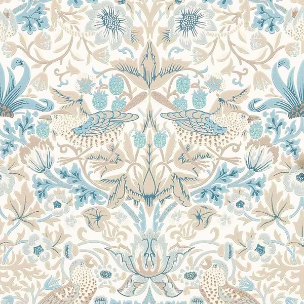 Simply Strawberry Thief-Behang-Morris & Co-Slate/Vellum-Rol-217060-Selected Wallpapers