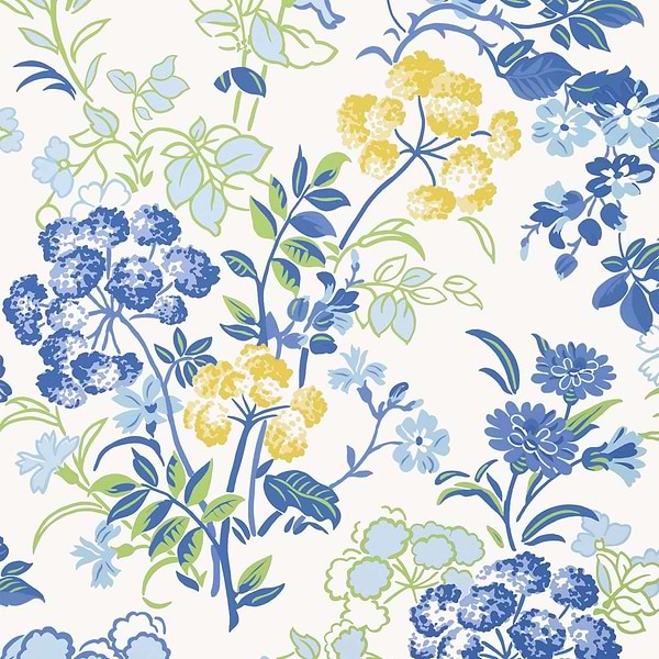 Spring Garden-Tapete-Thibaut-Blue and White-Rolle-T14336-Selected Wallpapers
