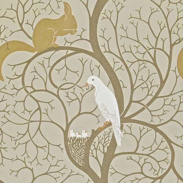 Squirrel & Dove-wallpaper-Sanderson-Linen/Ivory-Roll-DVIWSQ101-Selected Wallpapers