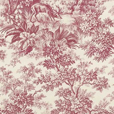 Stag Toile-behang-Little Greene-Burgundy-Rol-0284SGBURGU-Selected Wallpapers