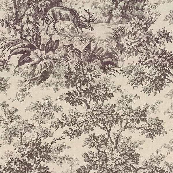 Stag Toile-behang-Little Greene-Chocolat-Rol-0284SGCHOCO-Selected Wallpapers