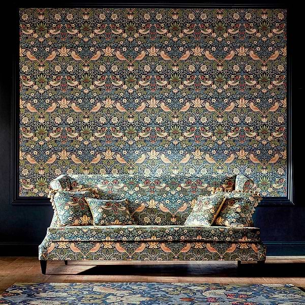 Strawberry Thief Velvet Stoff-Morris & Co-Selected Wallpapers