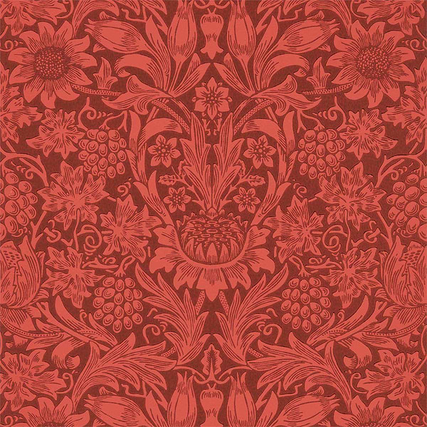 Sunflower-Tapete-Morris & Co-Chocolate/Red-Rolle-216960-Selected Wallpapers