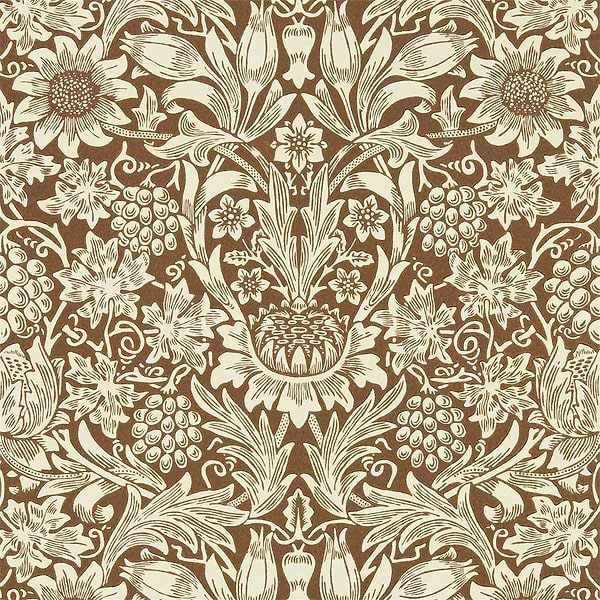 Sunflower-Tapete-Morris & Co-Chocolate/Cream-Rolle-216961-Selected Wallpapers