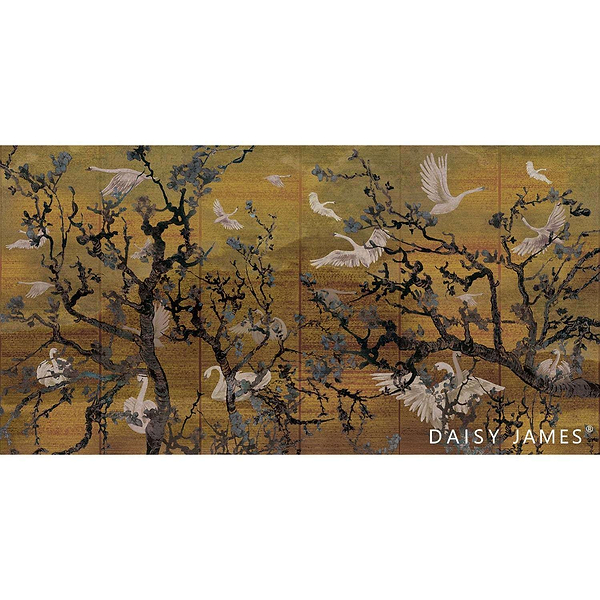 The Lake Ocher wallpaper-Daisy James-Selected Wallpapers & Interiors