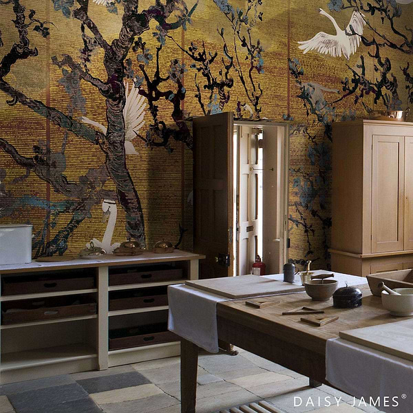 The Lake Ocher wallpaper-Daisy James-Selected Wallpapers & Interiors