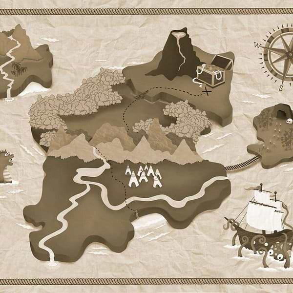 Treasure Map-wallpaper-Coordonne-Papyrus-Non Woven-9700072-Selected Wallpapers