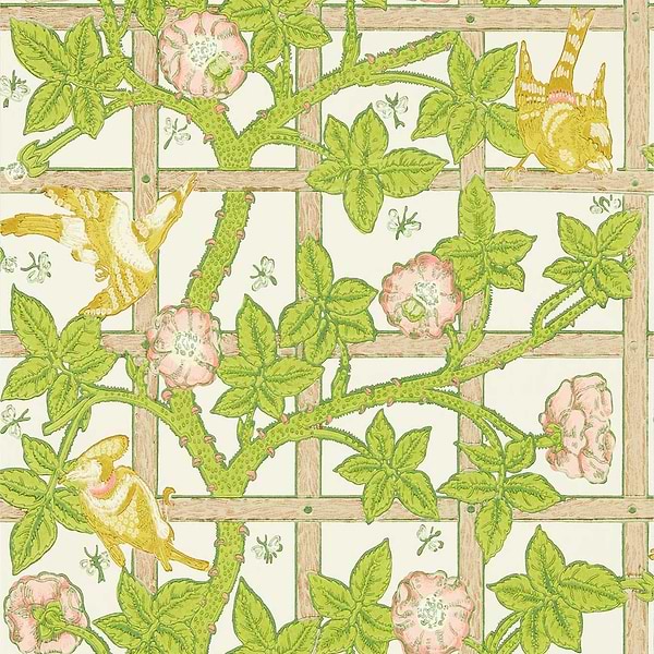 Trellis-Wallpaper-Morris & Co-Summer Yellow-Roll-217104-Selected Wallpapers