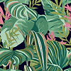 Tropical Foliage-Tapete-Mind the Gap-Antraciet-300 cm (standaard)-WP20366-Selected Wallpapers
