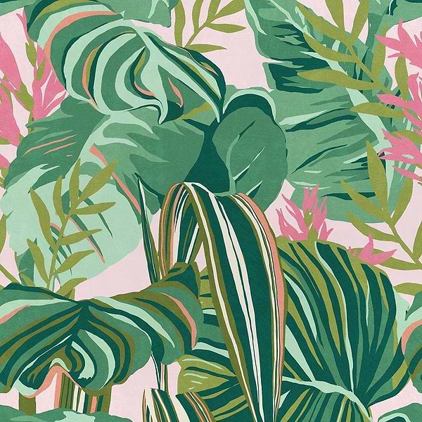 Tropical Foliage-Tapete-Mind the Gap-Roze-300 cm (standaard)-WP20367-Selected Wallpapers