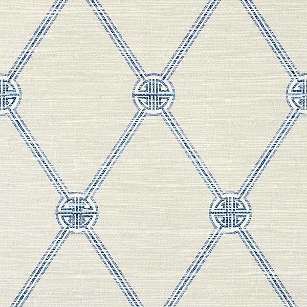 Turnberry Trellis-Wallpaper-Thibaut-Beige and Blue-Roll-T13351-Selected Wallpapers