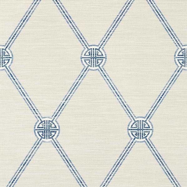 Turnberry Trellis-Wallpaper-Thibaut-Beige and Blue-Roll-T13351-Selected Wallpapers