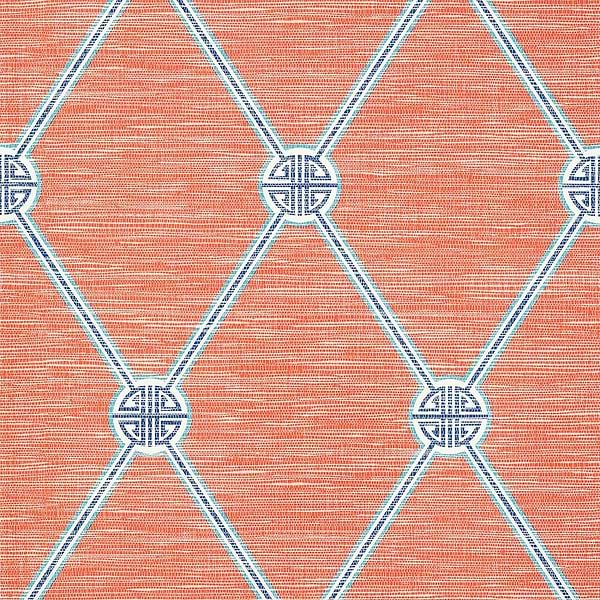 Turnberry Trellis-Wallpaper-Thibaut-Coral-Roll-T13353-Selected Wallpapers