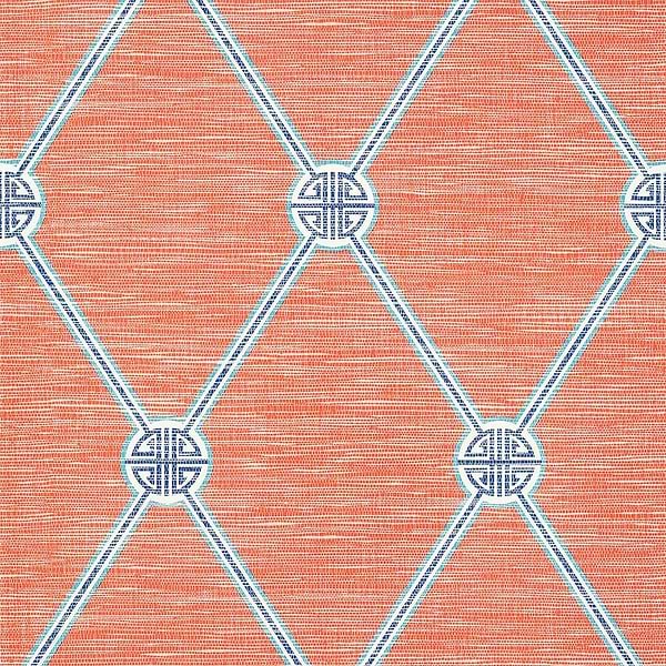 Turnberry Trellis-Wallpaper-Thibaut-Coral-Roll-T13353-Selected Wallpapers