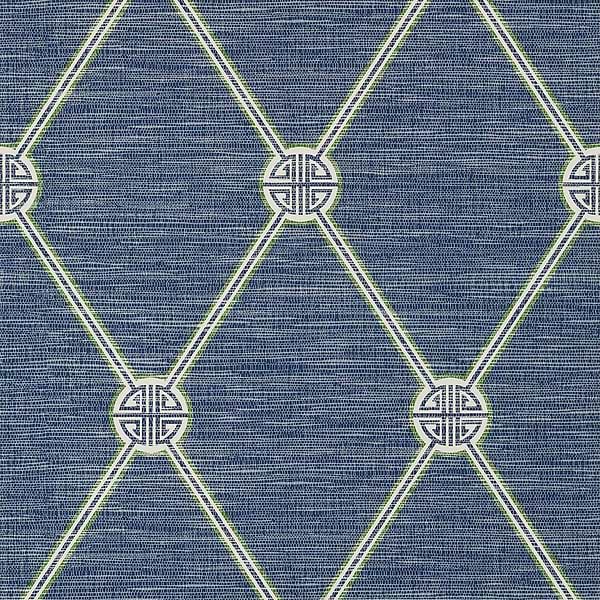 Turnberry Trellis-Wallpaper-Thibaut-Navy-Roll-T13354-Selected Wallpapers