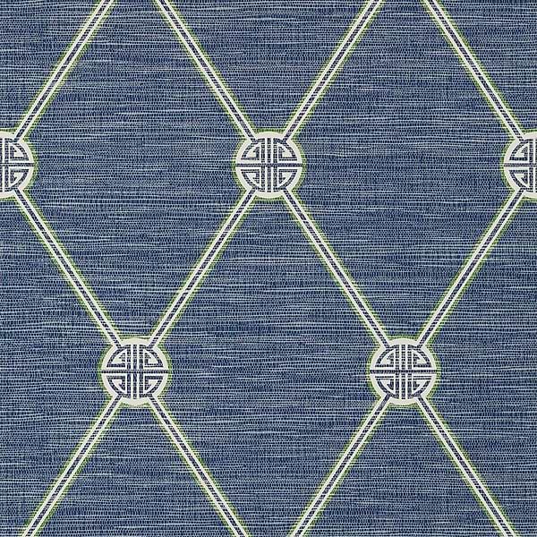 Turnberry Trellis-Wallpaper-Thibaut-Navy-Roll-T13354-Selected Wallpapers
