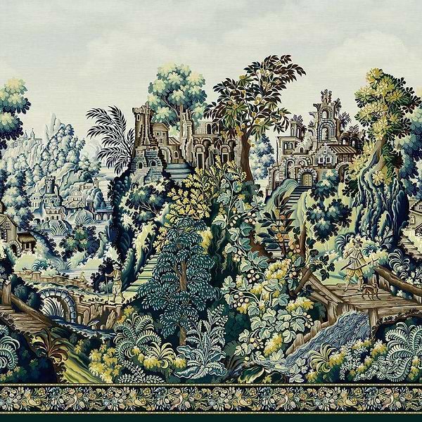 Verdure Tapestry-Tapete-Cole & Son-Spring Green, Soft Olive & Rouge-Paneel-118/17038-Selected Wallpapers