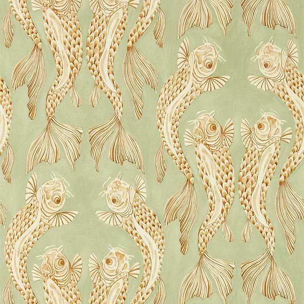 Voyaging Koi-Tapete-Sanderson-Oriental Green-Rolle-217114-Selected Wallpapers