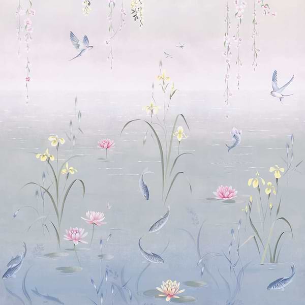Water Garden-Wallpaper-Sanderson-Soft Jade/Pink-Roll-217131-Selected Wallpapers
