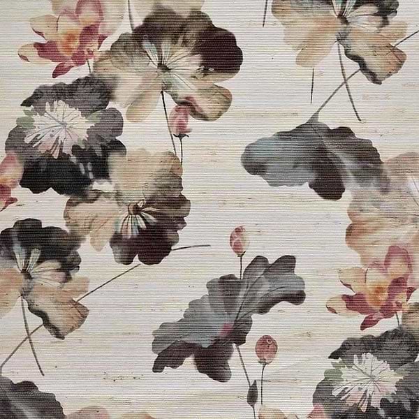 Water Lilies Grasscloth-Tapete-1838 wallcoverings-Bracken-Rolle-2008-143-01-Selected Wallpapers