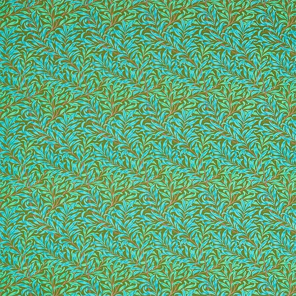 Willow Boughs Stoff-Morris & Co-Olive/Turquoise-Meter (M1)-226841-Selected Wallpapers