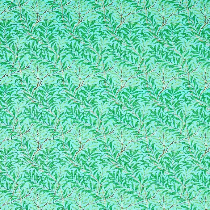 Willow Boughs Stoff-Morris & Co-Sky/Leaf Green-Meter (M1)-226842-Selected Wallpapers