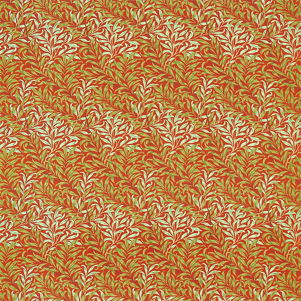Willow Boughs Stoff-Morris & Co-Tomato/Olive-Meter (M1)-226843-Selected Wallpapers