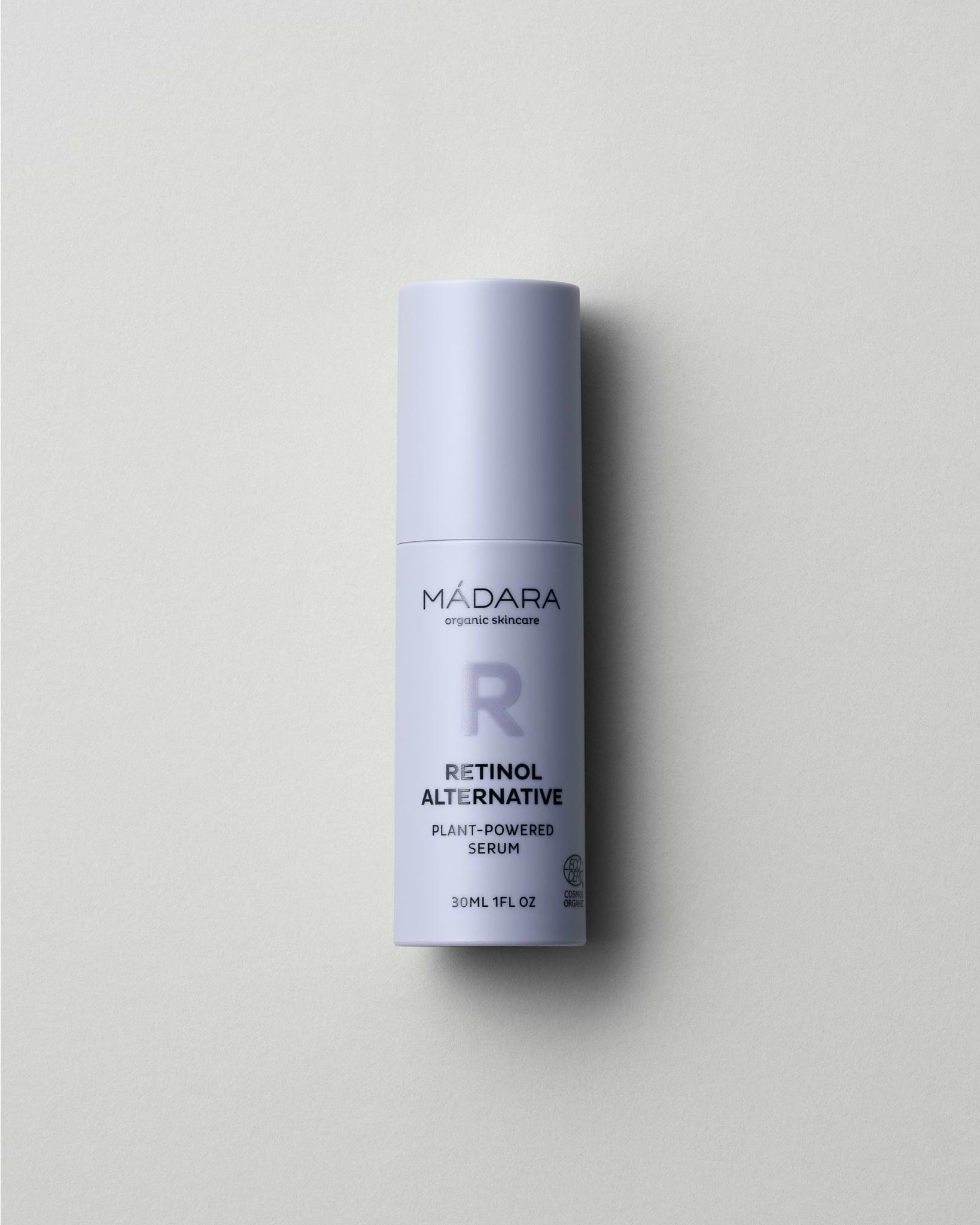 MÁDARA Organic Skincare retinol alternative plant powered serum A3185 serum product photo on plain background.