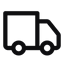 Black outline of a delivery truck on a transparent background
