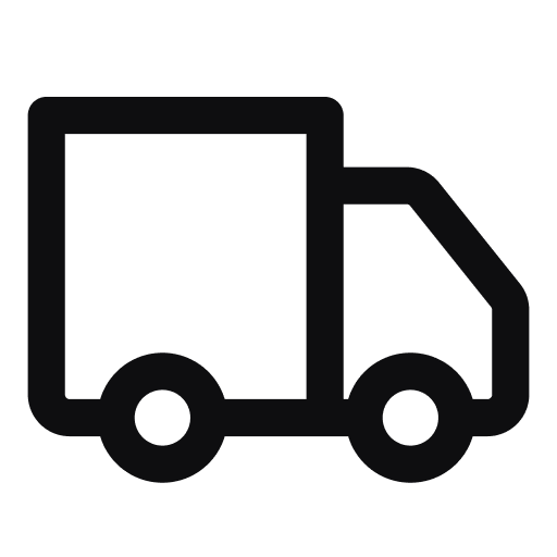 Black outline of a delivery truck on a transparent background
