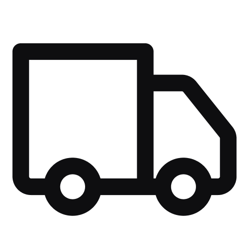 Black outline of a delivery truck on a transparent background