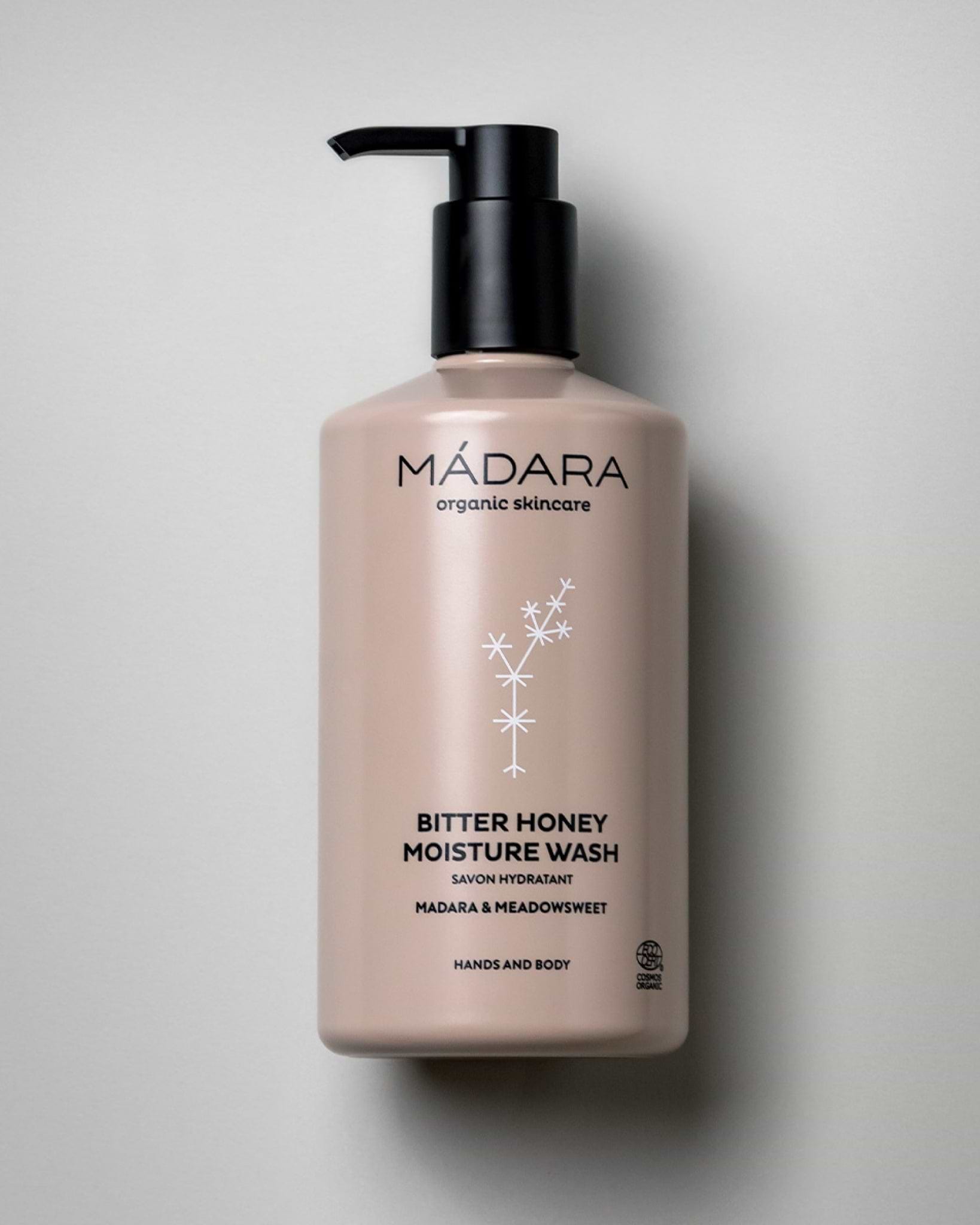 MÁDARA Organic Skincare bitter honey body wash A1082 product photo on plain background.